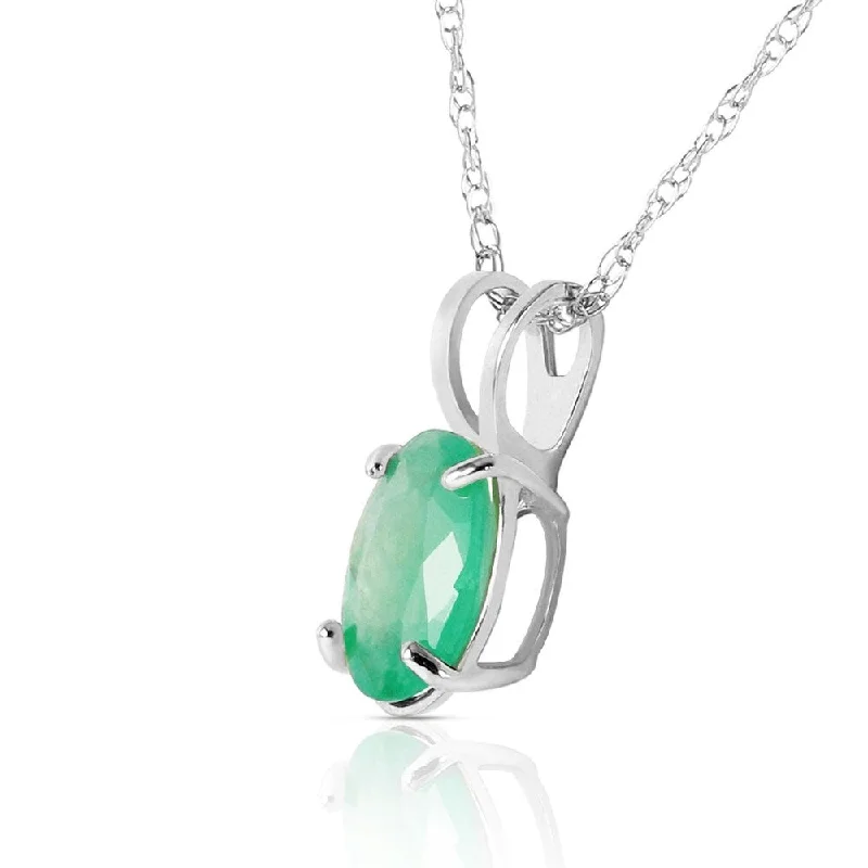 Subtle filigree necklaces-0.75 Carat 14K Solid White Gold Necklace Natural Emerald