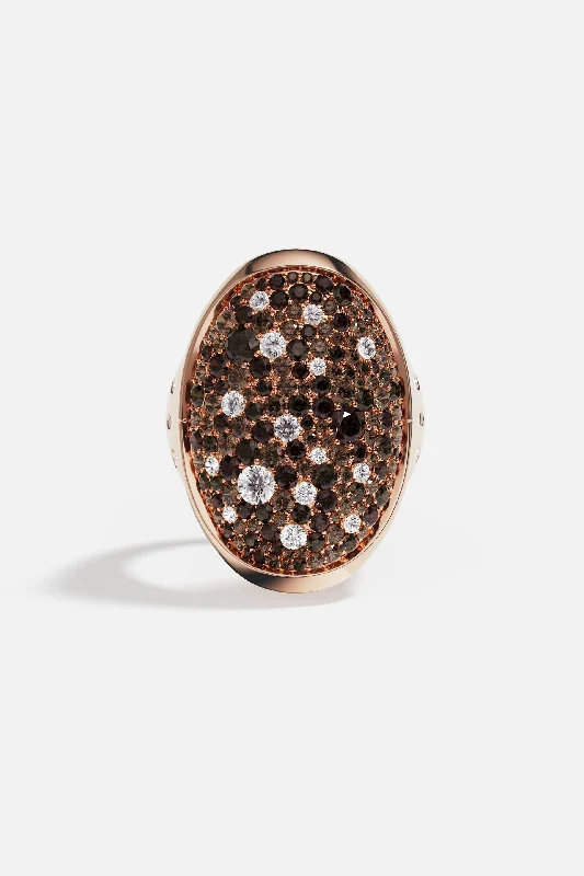 Curved art rings-Pavé Chocolate Rose Gold Ring