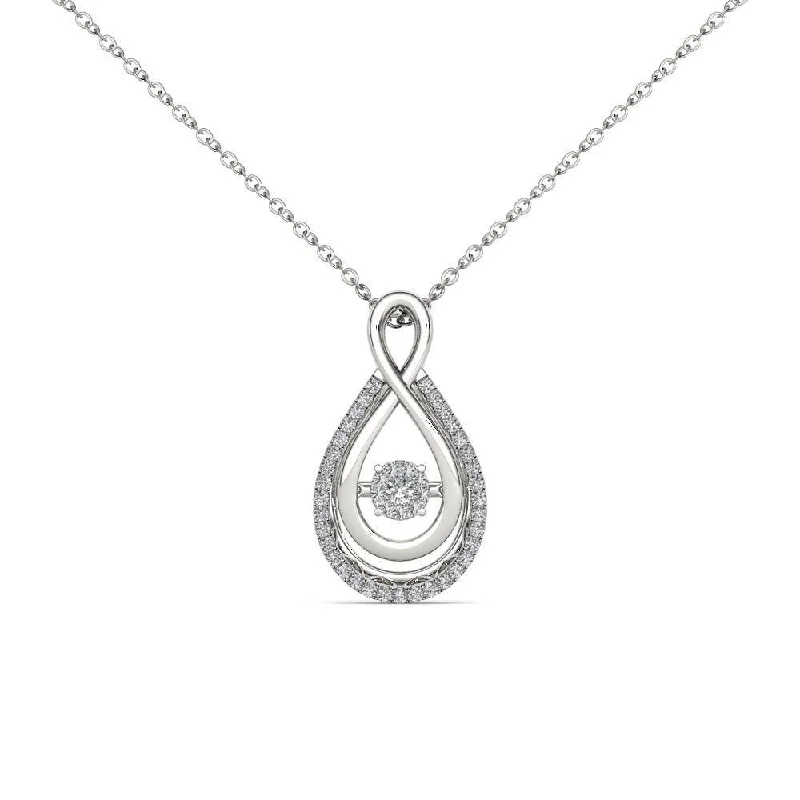 Coiled cord necklaces-De Couer 10K White Gold 1/8ct TDW Dancing Diamond Necklace - White H-I