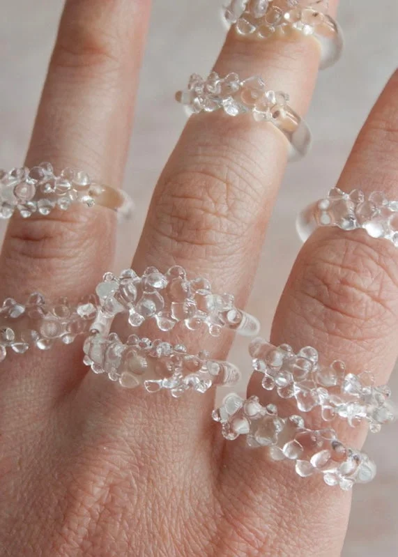 Hand-shiny rings-Glass Dots Ring - Clear