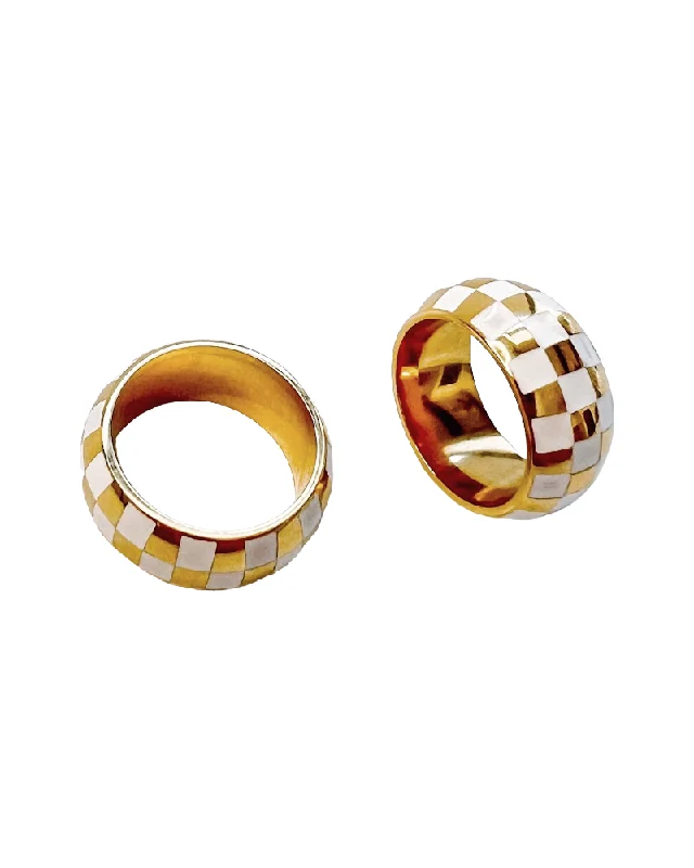 Mixed metal rings-Ronnie Checker Ring || Choose Color