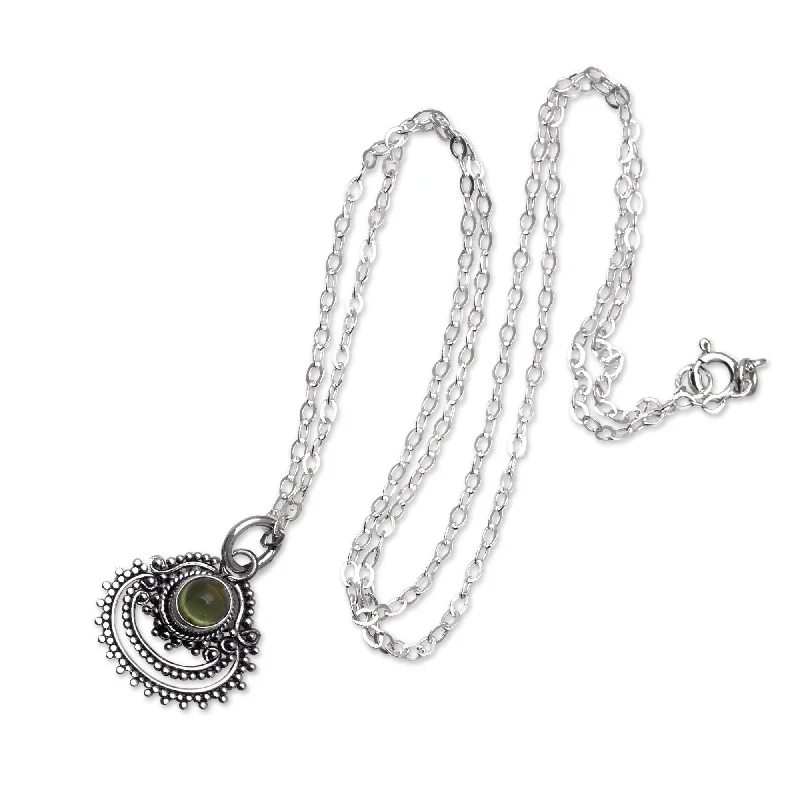 Woven cord necklaces-Novica Handmade Empires Fortune Peridot Pendant Necklace