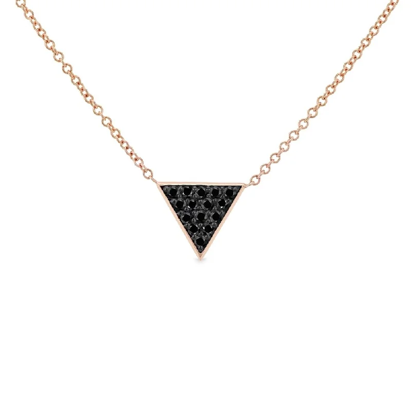 Cosmic glow necklaces-Annello by Kobelli 14k Rose Gold Triangle Black Diamond Necklace