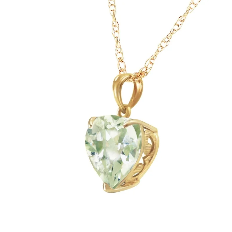 Turquoise drop necklaces-14K Solid Gold Necklace with Natural 10mm Heart Green Amethyst