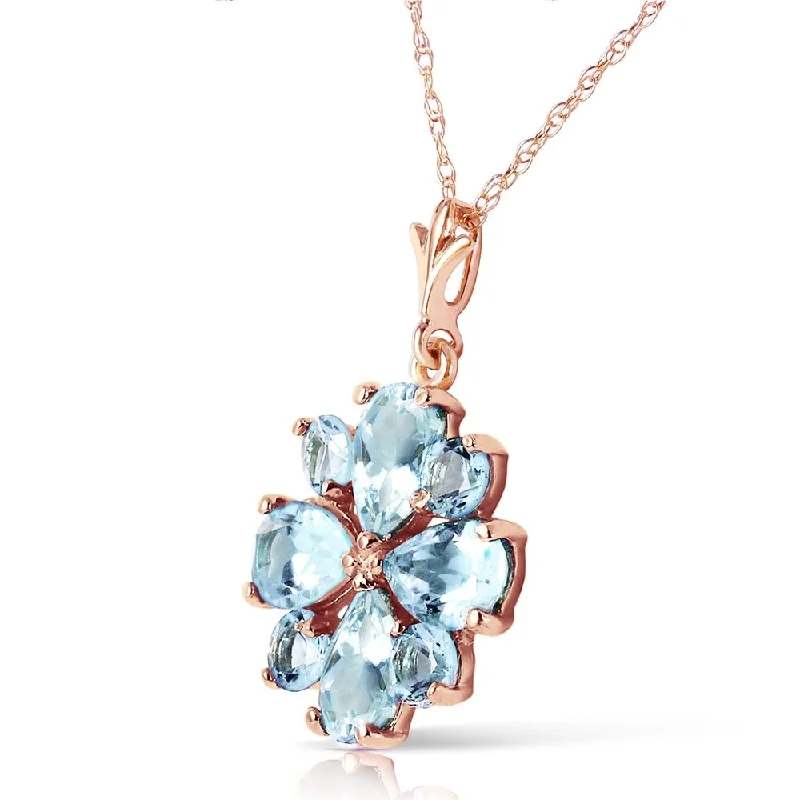 Luxe stone necklaces-2.43 Carat 14K Solid Rose Gold Passion Aquamarine Necklace