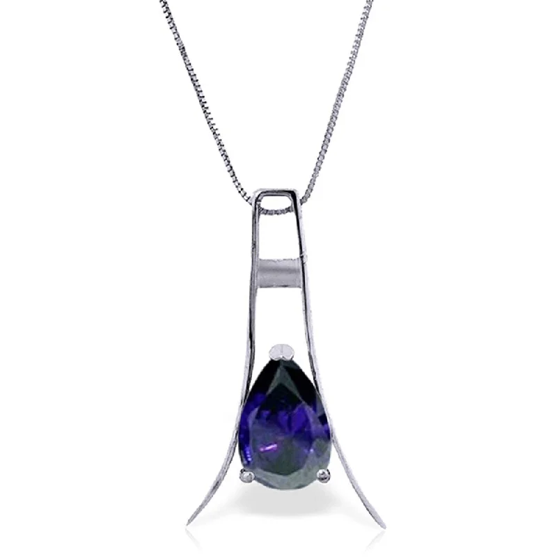 Onyx gem necklaces-1.5 Carat 14K White Gold Have and Hold Sapphire Necklace