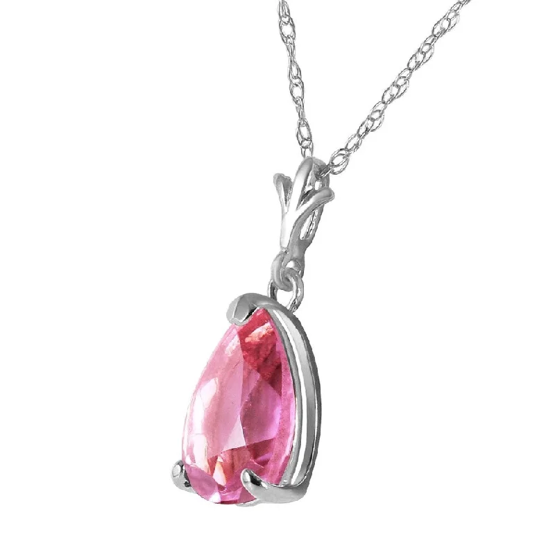 Pure crystal necklaces-1.5 Carat 14K Solid White Gold Permit Yourself Pink Topaz Necklace