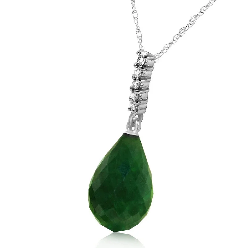 Twine braid necklaces-8.88 Carat 14K Solid White Gold Necklace Diamond Briolette Drop Emerald