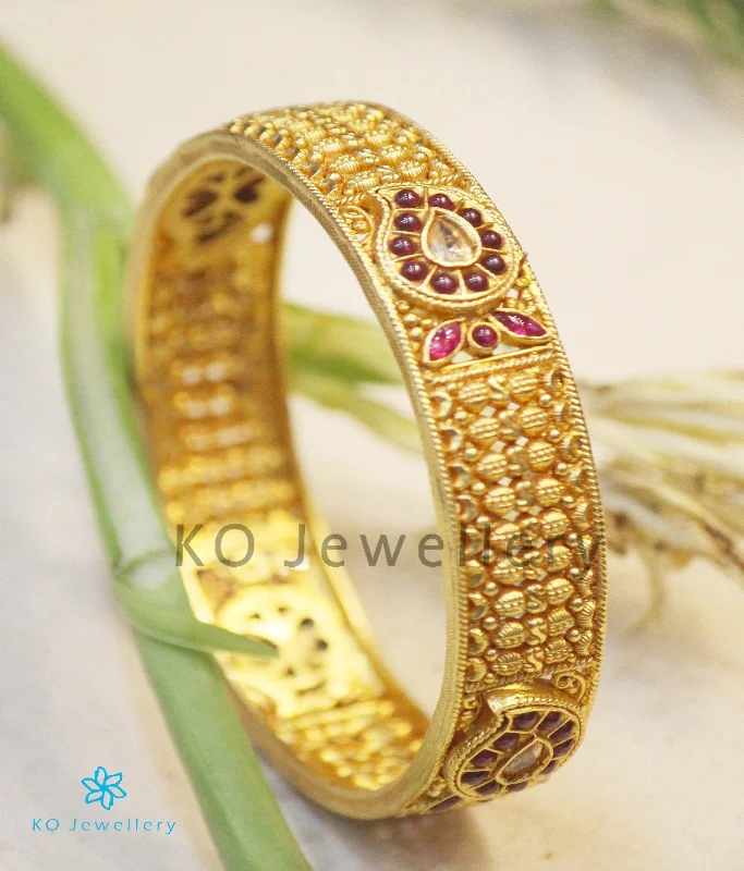 Topaz bangles-The Amara Silver Antique  Kempu Bangle(Size 2.2/2.4/2.6/2.8)