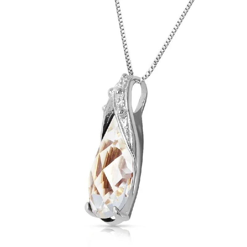 Raven feather necklaces-5 Carat 14K Solid White Gold Starfields White Topaz Necklace