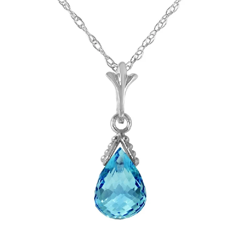 Ethnic weave necklaces-2.5 Carat 14K White Gold Necklace Briolette Blue Topaz