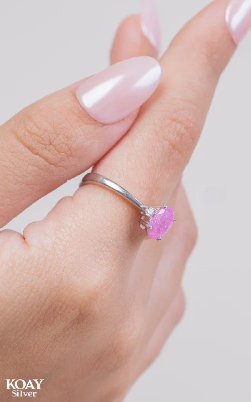 Citrine stone rings-Zircon Ring (070) Pink