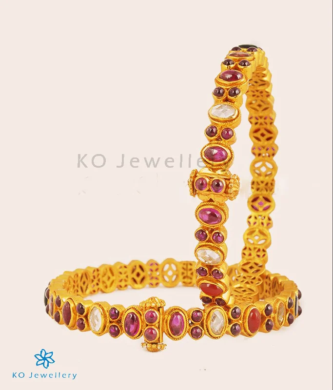 Moon motif bangles-The Navarathnalu Silver Gemstone Openable Bracelet(Size/2.2/2.4/2.6/2.8)