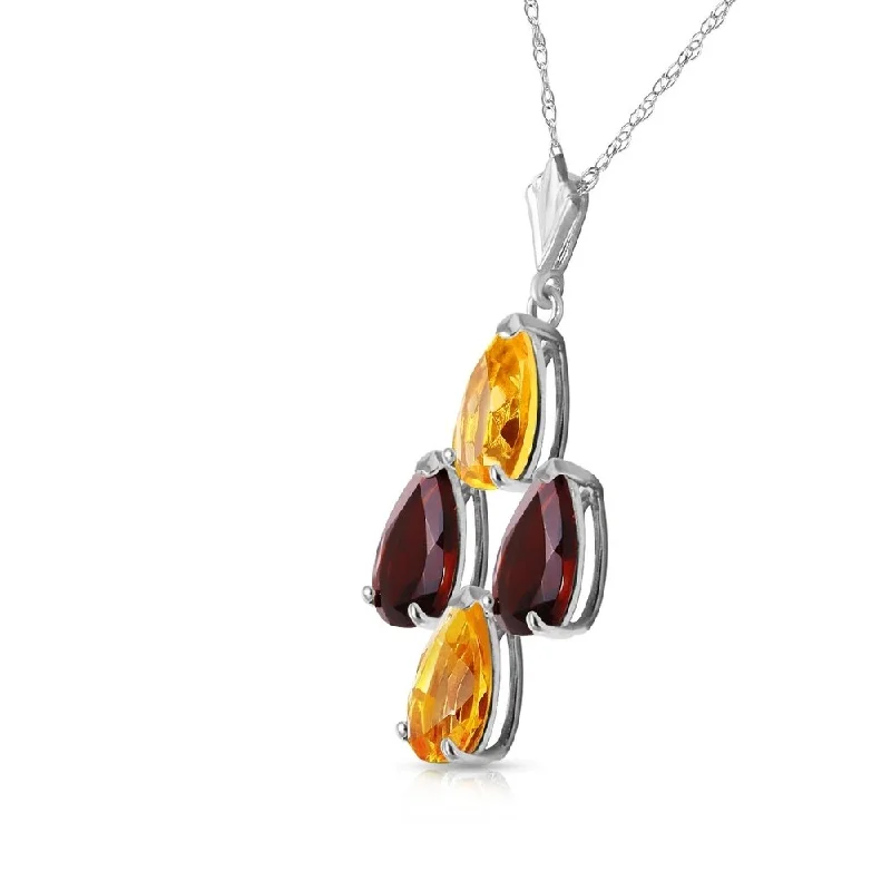 Polished bead necklaces-1.5 Carat 14K Solid White Gold I Get A Feeling Citrine Garnet Necklace