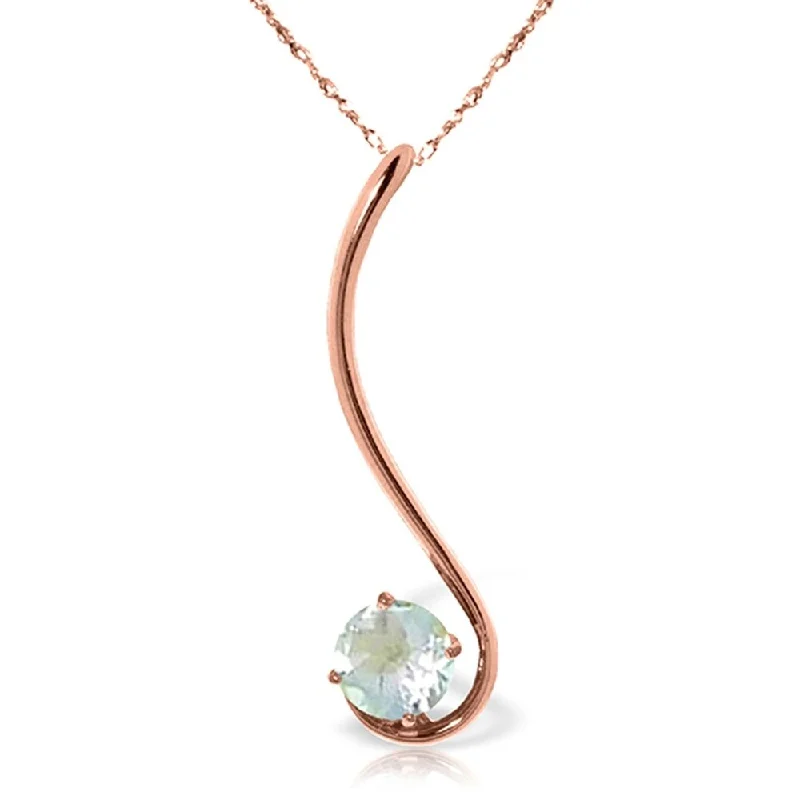 Baroque pearl necklaces-14K Rose Gold Natural Aquamarine Necklace Gemstone