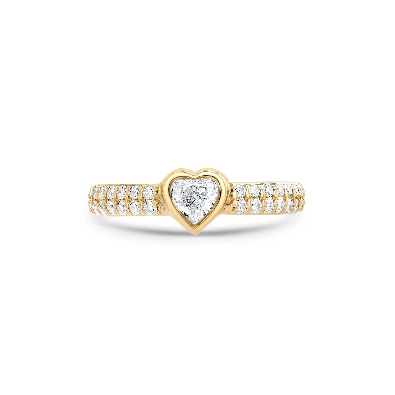 Smooth stone rings-Heart Diamant Ring