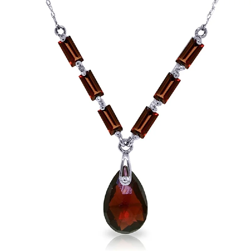 Wide bib necklaces-4.35 CTW 14K Solid White Gold Be Transported Garnet Necklace