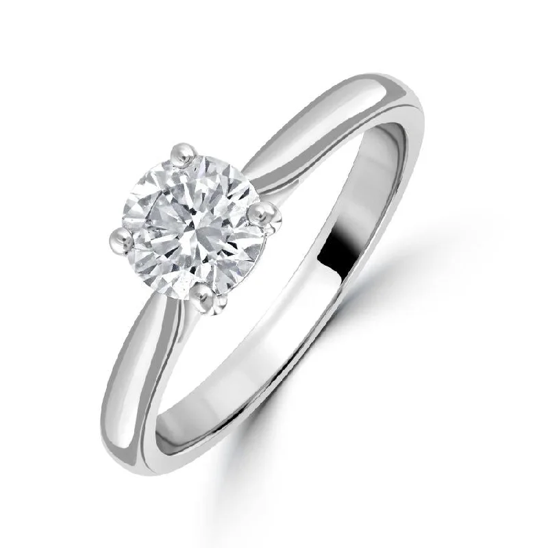 Light filigree engagement rings-0.80ct Diamond Round Brilliant Cut Solitaire Platinum Ring