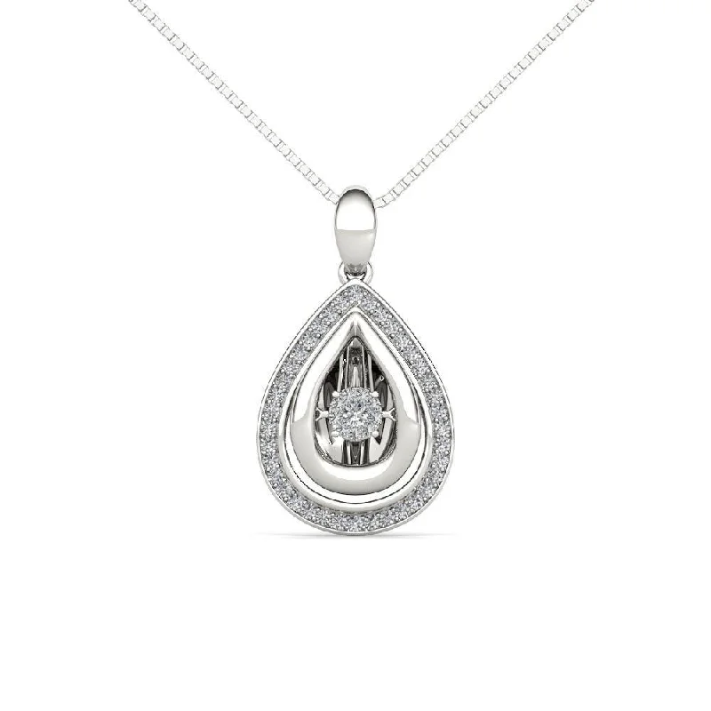 Surf wave necklaces-De Couer 10K White Gold 1/5ct TDW Dancing Diamond Necklace - White H-I