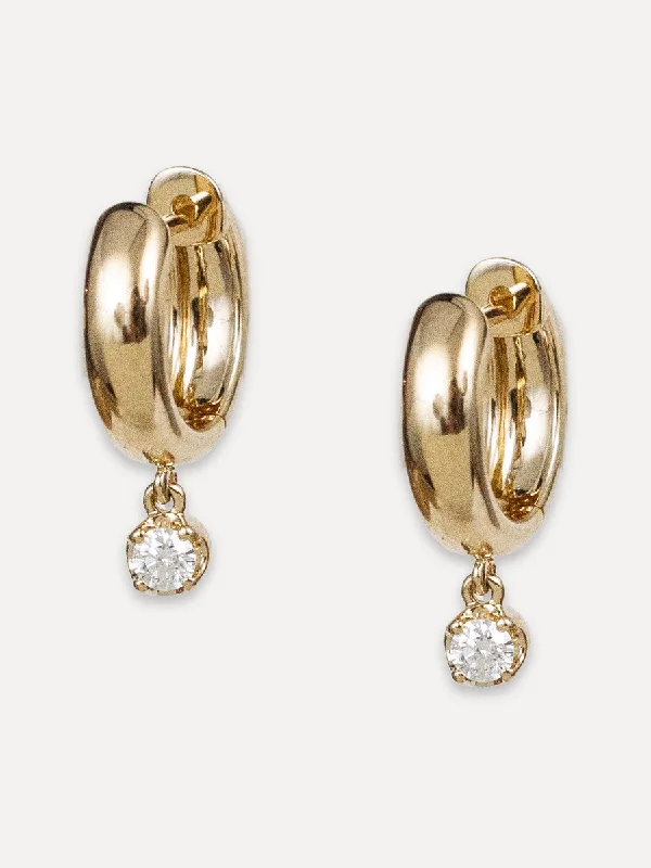 Swirl drop earrings-14K Diamond Charm Polished Wide Huggies