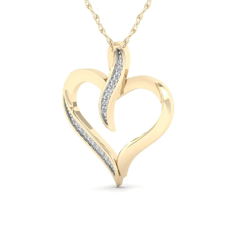 Shiny charm necklaces-De Couer 10K Yellow Gold 1/20ct TDW Diamond Necklace