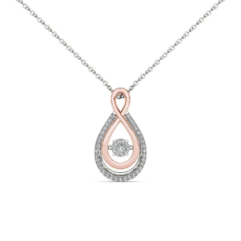 Victorian style necklaces-De Couer 10K Pink Two Tone White Gold 1/8ct TDW Dancing Diamond Necklace