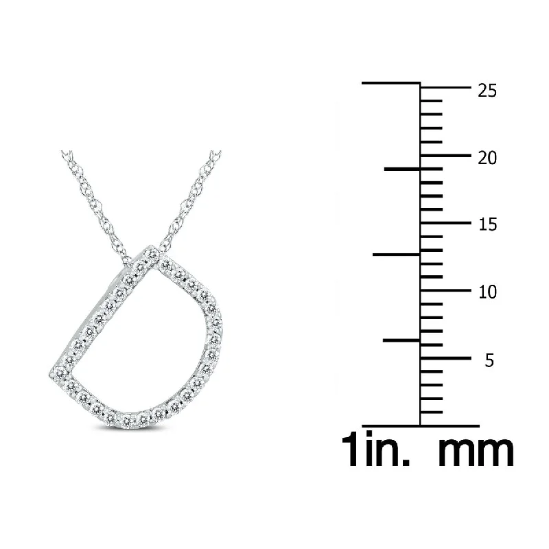 Jazz age necklaces-Marquee 1/6 Carat TW D Initial Diamond Pendant Necklace in 10K White Gold with Adjustable Chain