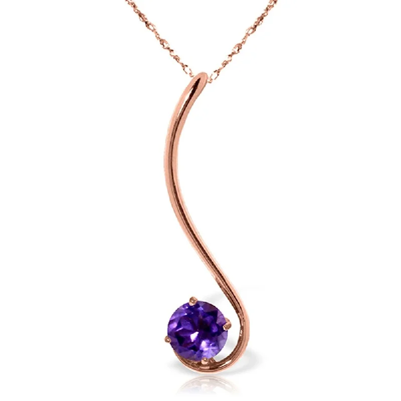 Round pendant necklaces-14K Rose Gold Purple Amethyst Certified Genuine Limited Edition Necklace