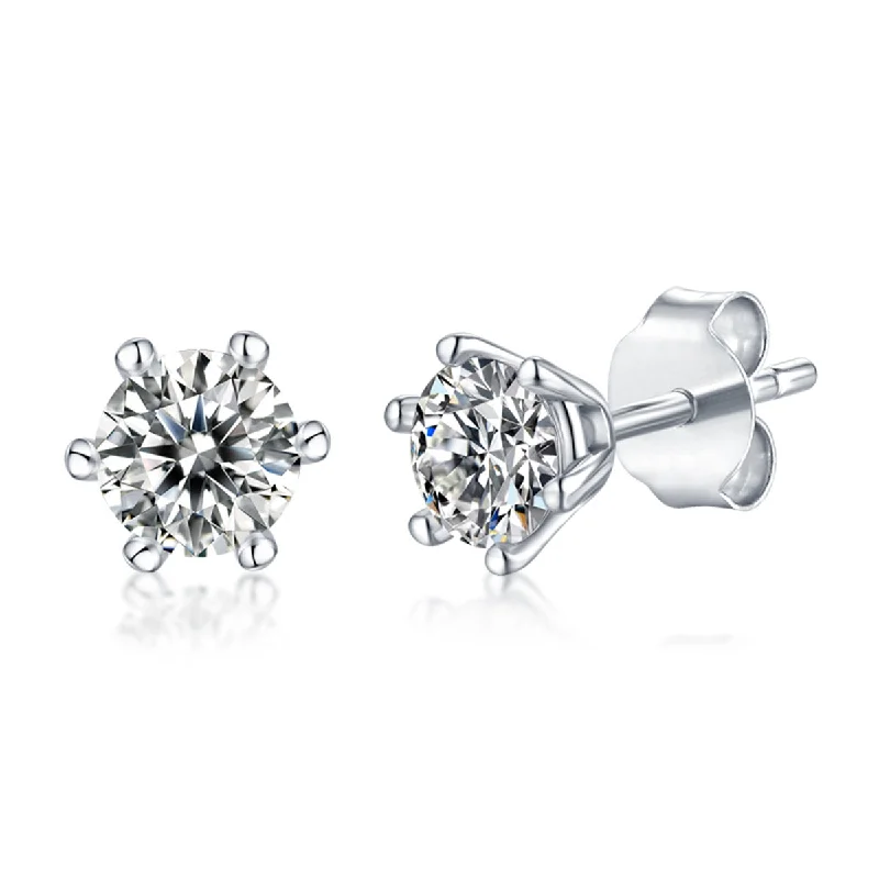 Pure stud earrings-La Roche Lab Created Moissanite Round Stud Earrings