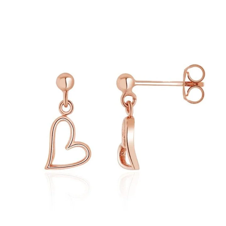 Bead-twist engagement rings-9ct Rose Gold Open Heart Drop