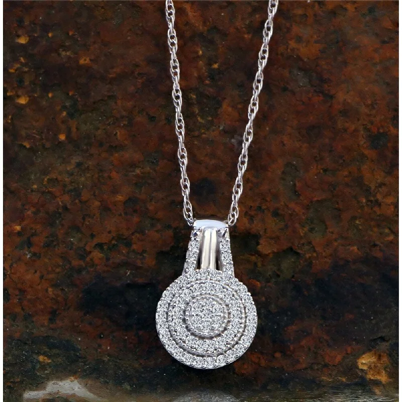 Tribal medallion necklaces-De Couer 10k White Gold 1/8ct TDW Diamond Halo Necklace - White H-I