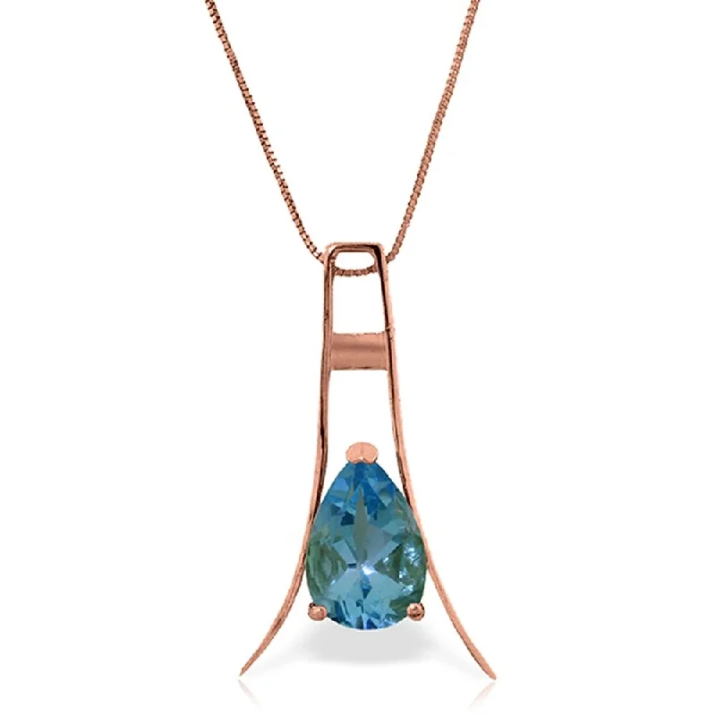 Lustrous pearl necklaces-14K Rose Gold Blue Topaz Platinum Necklace