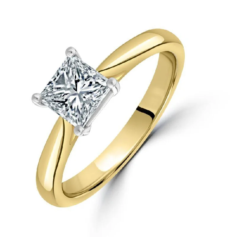 Woven cord engagement rings-0.80ct Princess Cut Diamond Solitaire 18ct Yellow Gold Ring