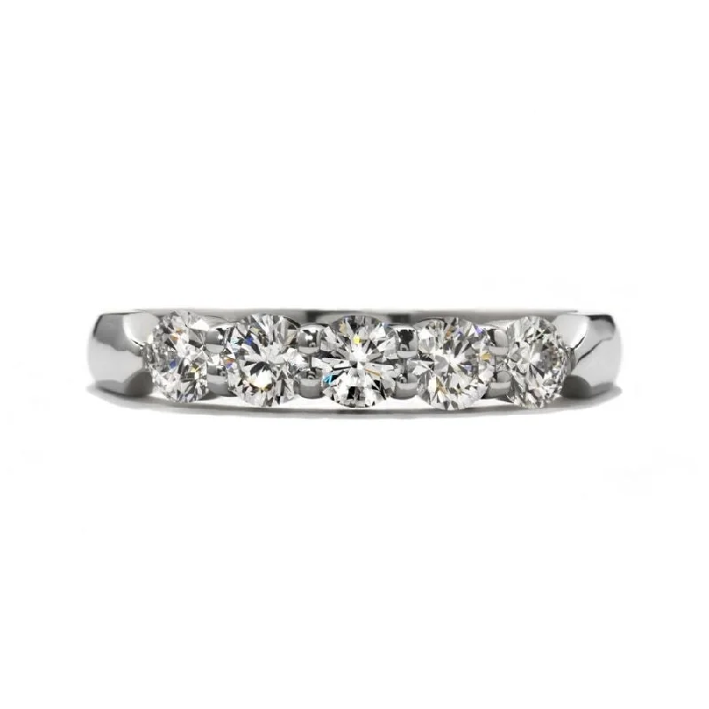 Leaf design engagement rings-Platinum 5 Stone Diamond Eternity Ring