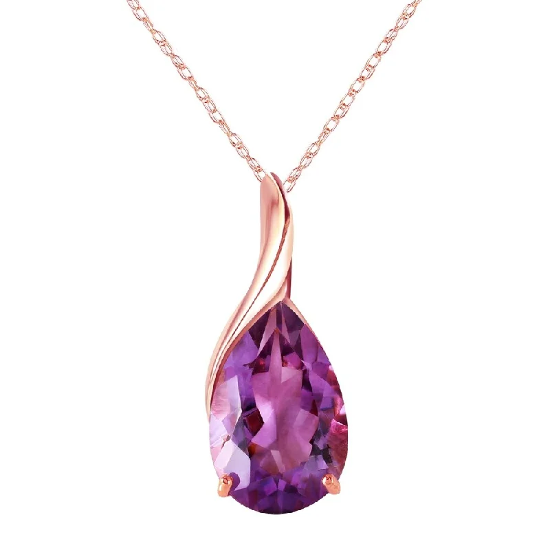 Stretch cord necklaces-14K Rose Gold Natural Purple Amethyst Necklace Jewelry Series