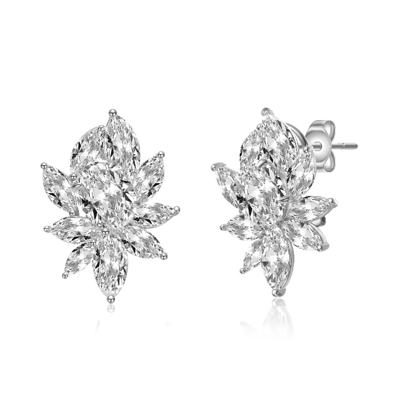 Curved shape earrings-Monique Corsage Cluster Stud Earrings