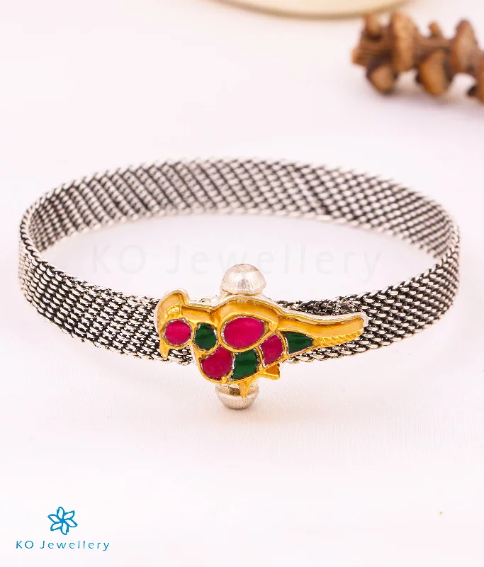 Drape-style bangles-The Akshat Silver Parrot Bracelet (Size/2.2/2.4/2.6/2.8)