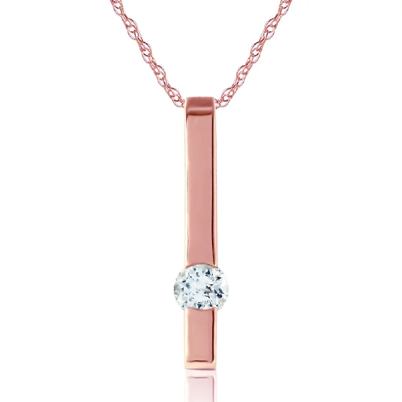 Solid link necklaces-0.25 Carat 14K Rose Gold Bar Aquamarine Necklace