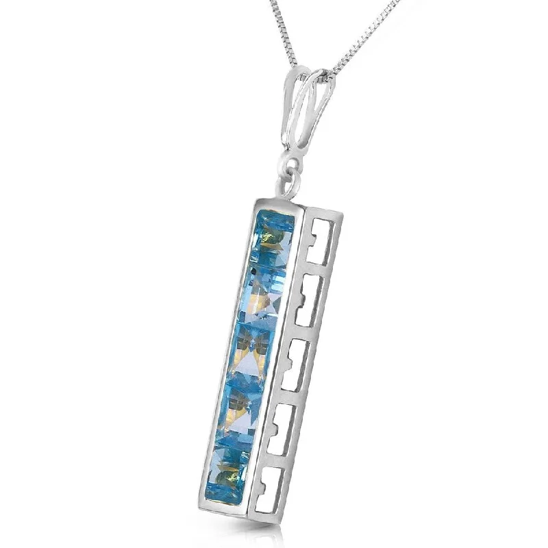 Mystic eye necklaces-2.25 Carat 14K Solid White Gold Caution To Wind Blue Topaz Necklace