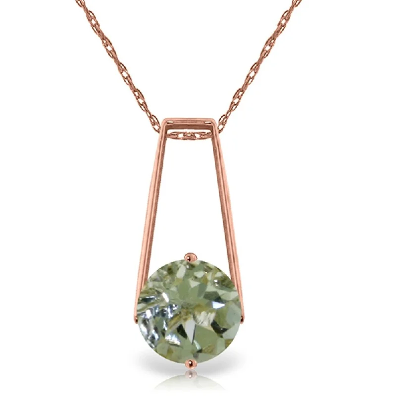 Hemp cord necklaces-1.45 Carat 14K Rose Gold Lullaby Green Amethyst Necklace..