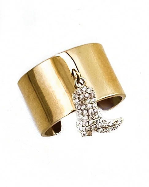 Fine thread rings-Howdy Boot Charm Ring