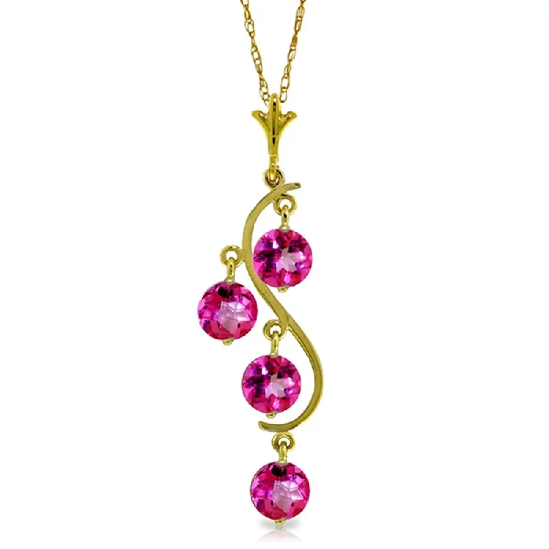 Cotton braid necklaces-2.25 Carat 14K Gold Depth Pink Topaz Necklace