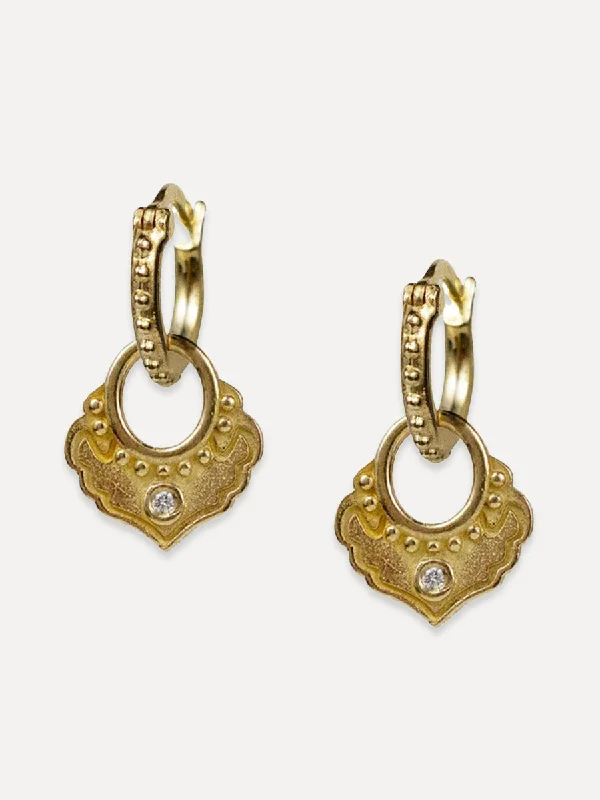 Flat charm earrings-Karma Earrings "thoughtful action"