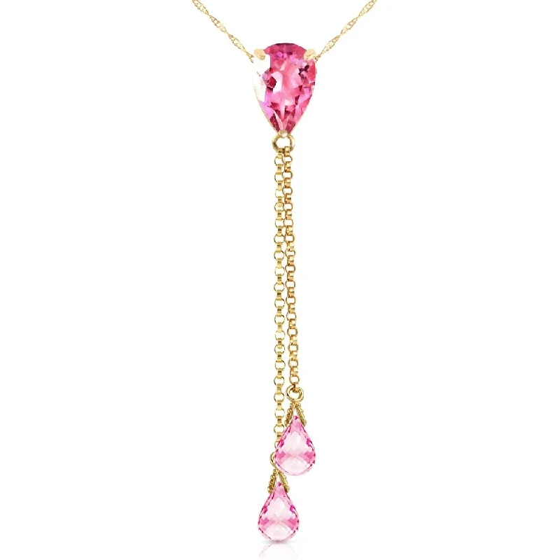 Nine-strand necklaces-3.75 Carat 14K Gold Necklace Pink Topaz