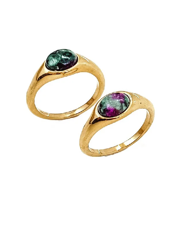 Surf motif rings-Rally Stone Gold Ring