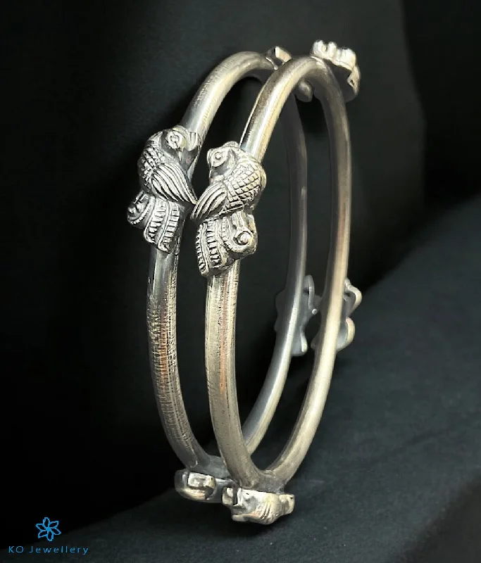 Plaited knot bangles-The Daman Silver Peacock Bangle (Size/2.2/2.4/2.6/2.8)