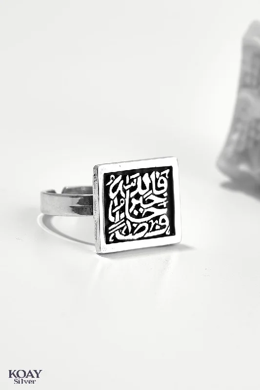 Bold cocktail rings-Arabic Square Ring (02)