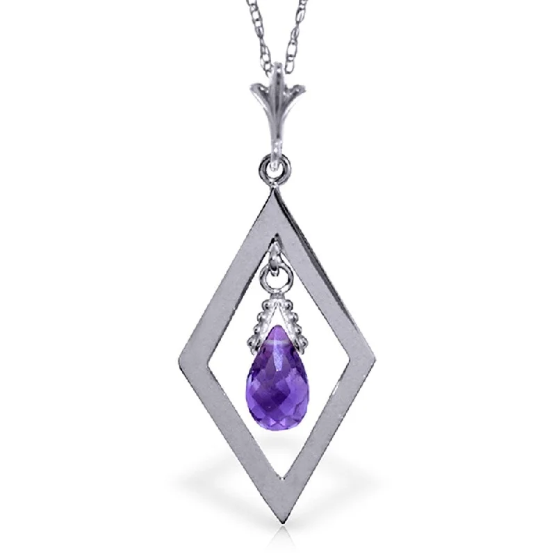 Spring clasp necklaces-0.7 Carat 14K White Gold Life's Heart Amethyst Necklace