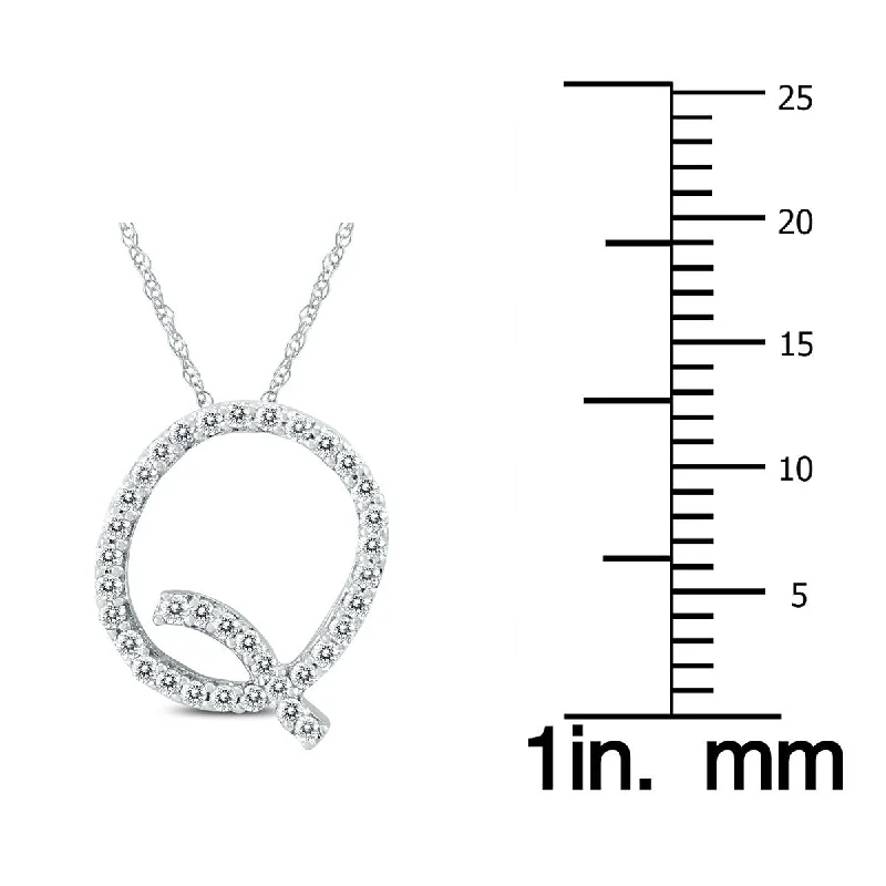 Cotton braid necklaces-Marquee 1/5 Carat TW Q Initial Diamond Pendant Necklace in 10K White Gold with Adjustable Chain