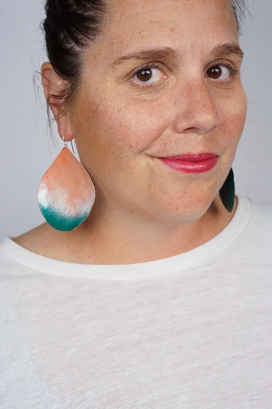 Wide hoop earrings-Chroma Statement Earrings in Dusty Rose and Emerald